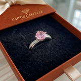 Bague Contour rose Luné | Or blanc
