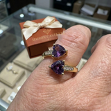 Bague Noctira violet cœur enlacé | Or