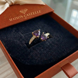 Bague Noctira violet cœur enlacé | Or