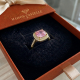 Bague en saphir rose en coussin | Or
