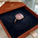 Bague en saphir rose en coussin | Or