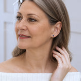 Boucles d'oreilles clous saphir classiques | Or blanc