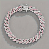 Bracelet cubain rosé Glacé | Or blanc