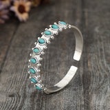 Bracelet manchette turquoise Azmira | Or blanc
