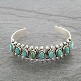 Bracelet manchette turquoise Azmira | Or blanc