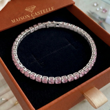 Bracelet tennis en saphir rose | Or blanc
