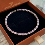 Bracelet de tennis en saphir rose prisme | Or blanc