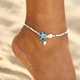 Bracelet de cheville étoiles et coquillage