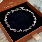 Bracelet en améthyste avec charme cœur | Or blanc