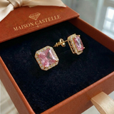 Clous d'oreilles en saphir rose pavé | Or
