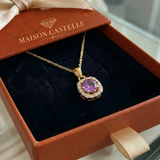 Collier pavé carré en améthyste | Or