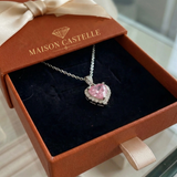 Collier radiance cœur rose | Or blanc